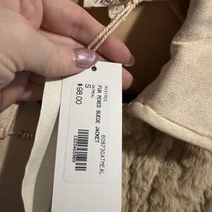 Mystree Neutral Taupe Faux Suede Jacket with Plush Trim